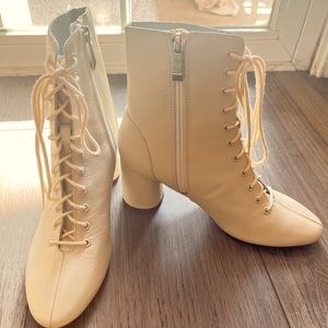 Ivory colored leather skater style ankle boots (zara)